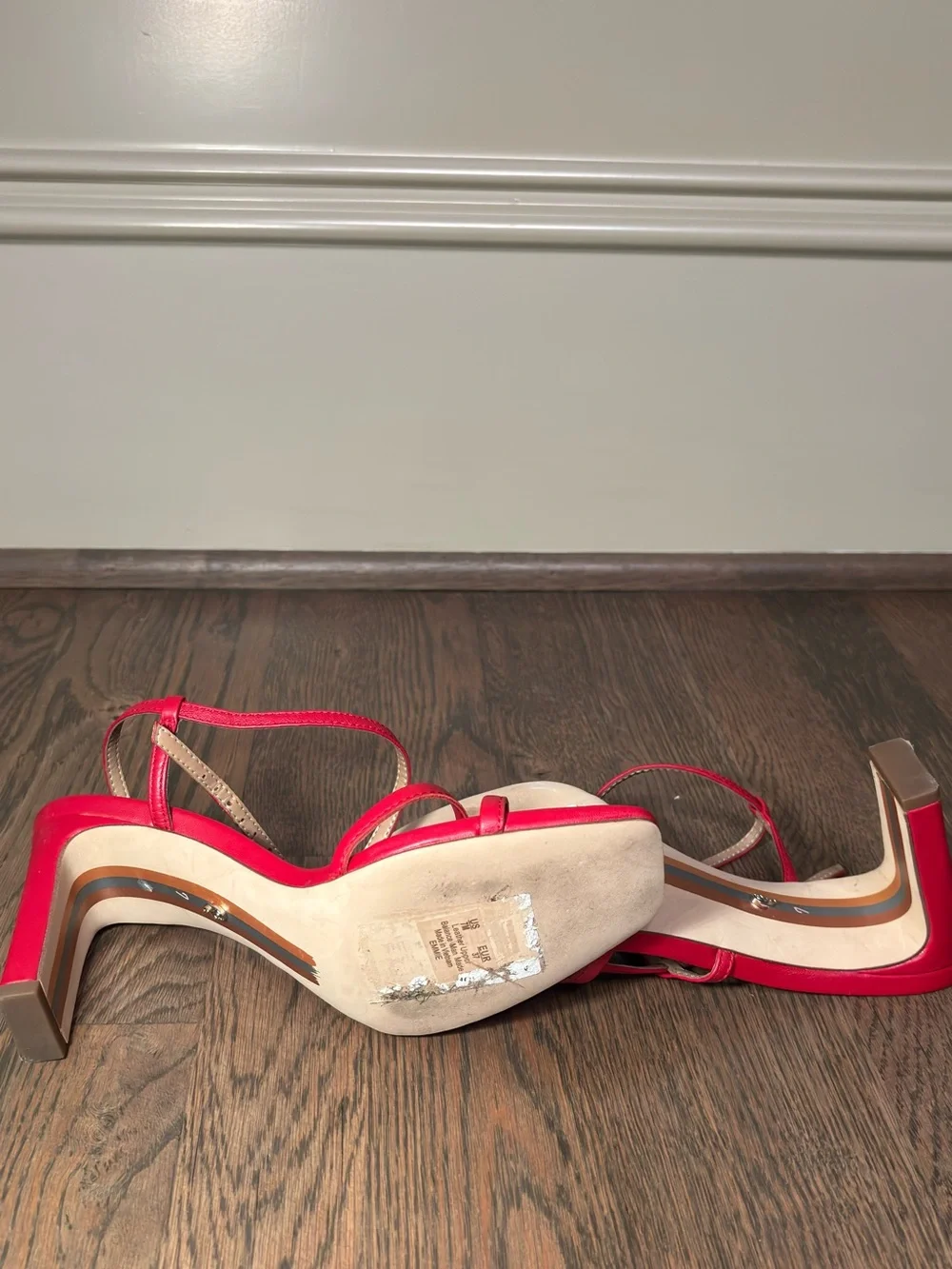Sam Edelman Bright Red Strappy Square-Toe Heels